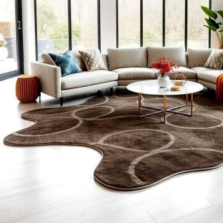 Handcrafted Brown Pattern Organic Modern Living Rug